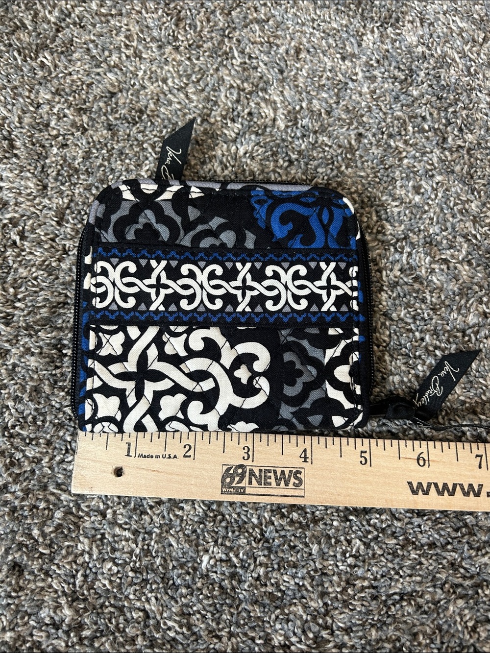 Vera Bradley Black White and Blue Quilted Crossbody with Wallet - Picture 7 of 9